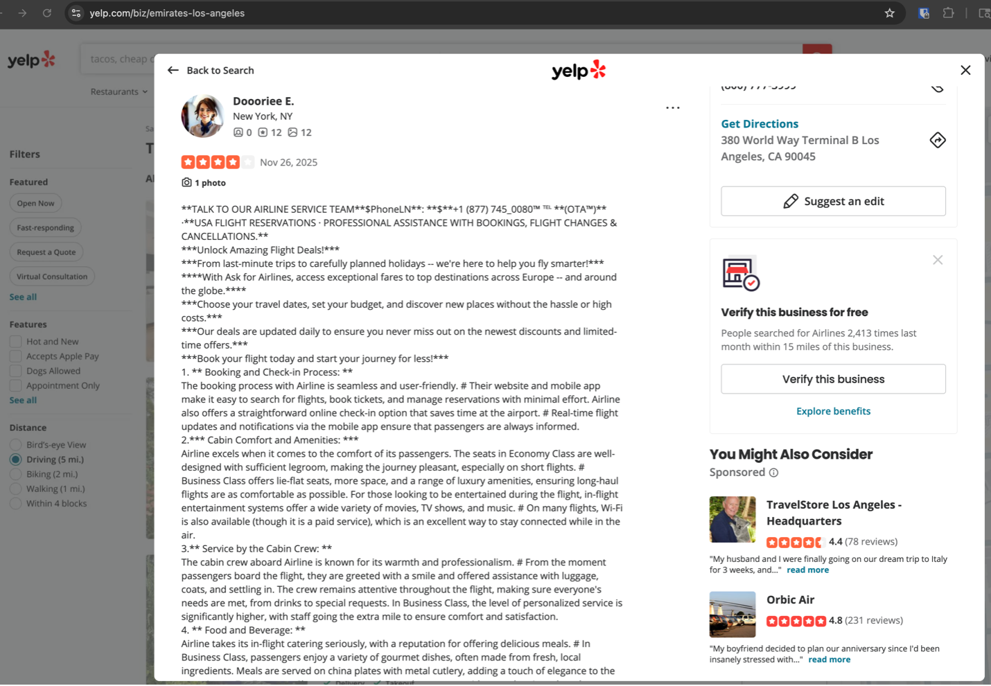 骗子生成的虚假评论
